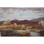 J.H. Fraser, watercolour, highland landscape with shepherd and flock, signed, 52cms x 71cms, gilt