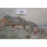Attributed to Myles Birket Foster, watercolour ' Near Arising Scotland ', signed with monogram,