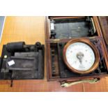 Record Electrical Company large mahogany cased volts/ amps meter, together with a Schall & Son brass