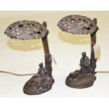 Pair of early 20th Century Continental dark patinated bronze table lamps in the form of figures,