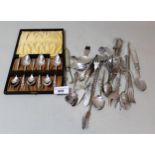 Quantity of various silver plated flatware, including mother of pearl handled