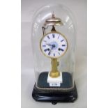 Unusual 19th Century French gilt brass pillar clock by Leroy, Paris, the enamel dial with blue Roman