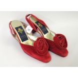 Patrick Cox, pair of red velvet ladies slingback shoes, size 38.5