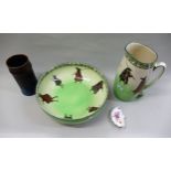 Royal Doulton Series ware, Isaac Walton jug and wash basin decorated with figures, together with a