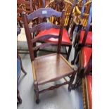 18th Century oak and elm Lancashire ladderback side chair with panel seat, together with a similar