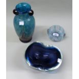 Salvia ti Murano Latticino, finger bowl and two large pieces of Murano glass