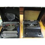 Olympia Plana vintage typewriter, together with a Corona No. 4 vintage typewriter