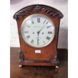Victorian figured mahogany bracket clock, the circular painted dial with Roman numerals, signed G.H.