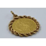 1915 Austrian gold coin in a 14ct gold pendant mount, 5.5g