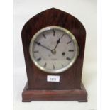 Small late 19th / early 20th Century rosewood cased mantel timepiece, the circular silvered dial