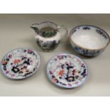 Pair of mid 19th Century ironstone plates, Copeland pottery fruit bowl and a T.G. Greene pottery