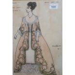 Elizabeth Dalton, framed 20th Century costume design for Houston Grand opera, framed, 39cms x 28cms