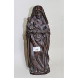 20th Century dark patinated bronze figure of the Madonna and child, 34cms high, unsigned Good