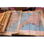 Collection of nine German maps of England, Scotland and Wales, c1930's/40's stitched and protected