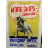 British World War II poster, ' More Ships Come On! ', 75cms x 50cms, framed