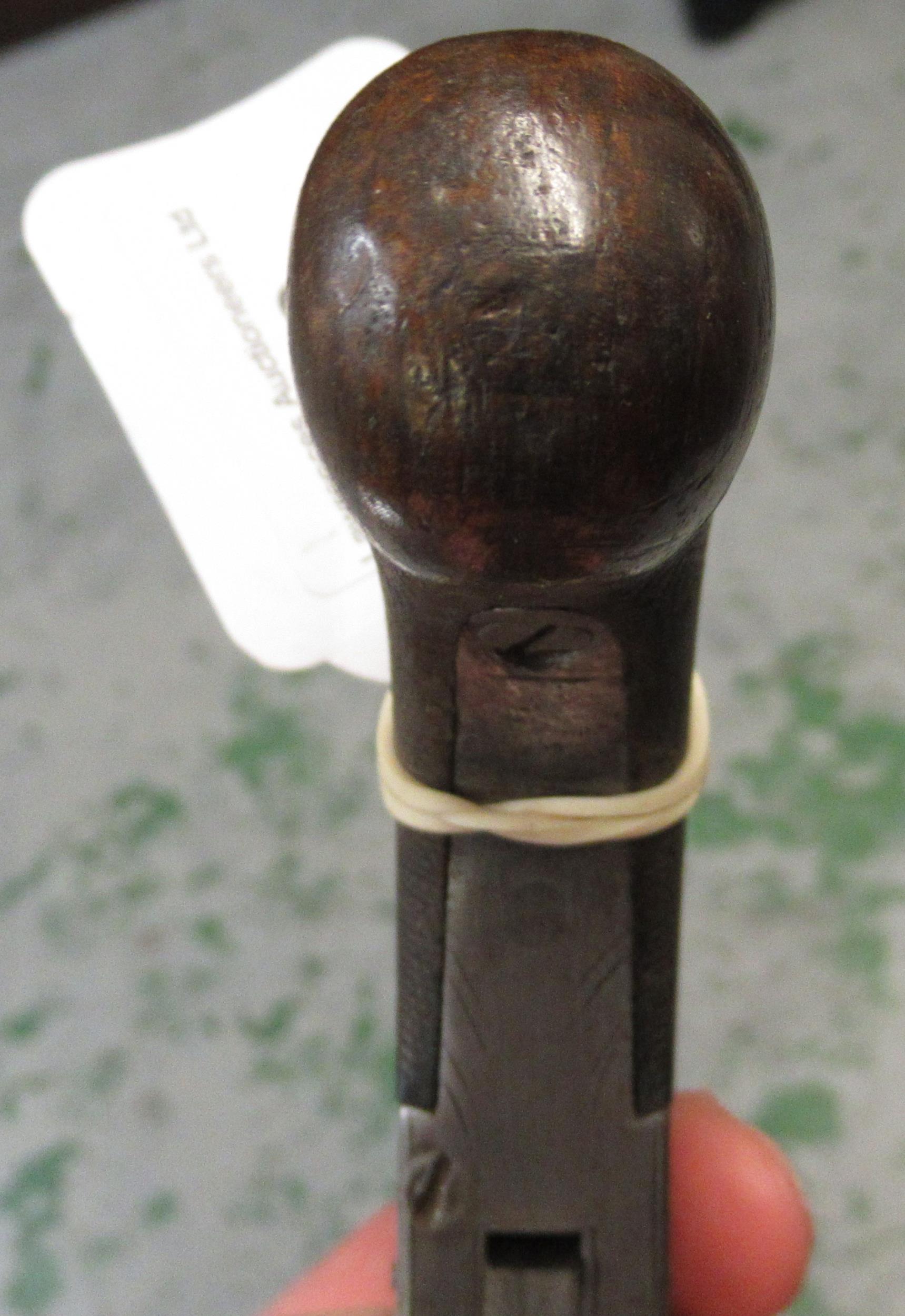 Early 19th Century percussion cap pistol, the barrel with single touch mark in a walnut grip, - Image 10 of 12
