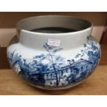 Large late 19th / early 20th Century Continental blue and white transfer printed pottery jardiniere,