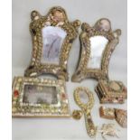 Pair of late 19th / early 20th Century photograph frames with applied decoration of seashells, 44cms