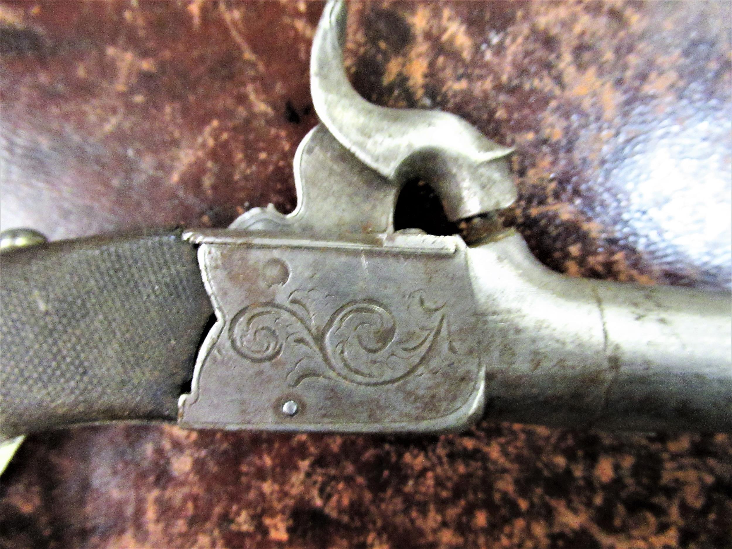 Early 19th Century percussion cap pistol, the barrel with single touch mark in a walnut grip, - Image 2 of 12