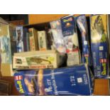 Box containing eleven large unmade model Aircraft kits including Airfix, Revel etc.