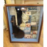 Reproduction display case housing a collection of yachting related memorabilia, 71 x 61cms