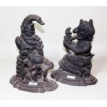 Pair of 19th Century cast iron Punch and Judy doorstops, 31cms high