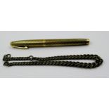 Scheffer gold plated fountain pen, with a 14ct gold nib, together with a silver Albert watch chain