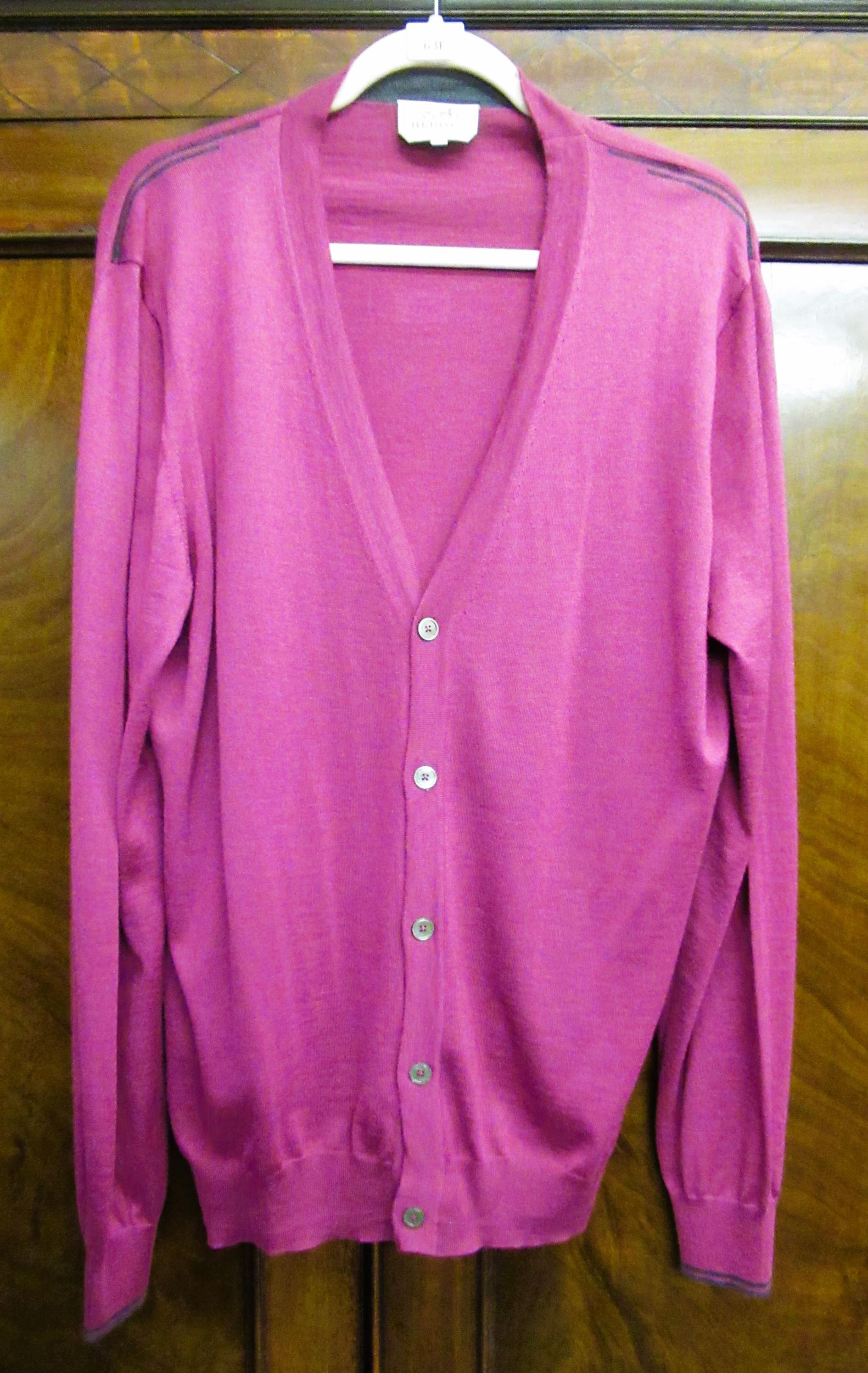 Hermes, Paris, gentlman's pink cardigan, size XXL