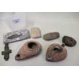 Small collection of miscellaneous antiquities to include: a cuneiform clay tablet, two terracotta