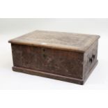 Late 18th / early 19th Century oak bible box, with later carved decoration (at fault) 26cms high x