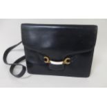 Small ladies Gucci dark blue leather shoulder bag Scratches, scuffs and wear to leather all over