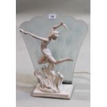 Late 20th Century composition Art Deco style lamp in the form of a dancing female