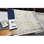 Box containing a collection of various 1940's / 50's black and white aviation postcards and a