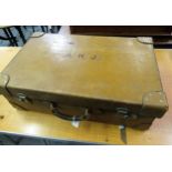 Asprey London tan leather suitcase, 67cms x 42cms x 22cms high