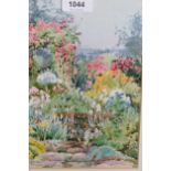 Theresa Sylvester Stannard, watercolour, garden scene, signed, 25cms x 17cms, gilt framed