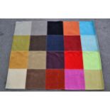 Modern machine flat woven carpet of patchwork polychrome design, 270cms x 220cms