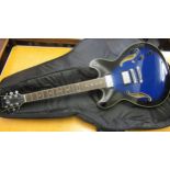 Ibanez Artcore six string electric guitar, Model AS73-TBS-12-01, in soft case with various