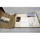 Album containing a collection of postcards, photographs, watercolour drawings and ephemera