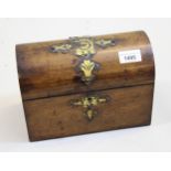 Victorian walnut brass mounted dome topped stationery box
