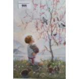 Margaret W. Tarrant, group of three coloured prints of children in landscapes, gilt framed
