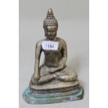 Silvered bronze figure of seated Buddha 20cms high Believe the buddha to be mid 20th Century.