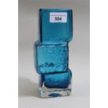 Whitefriars Drunken Bricklayer Kingfisher blue glass vase, 20.5cms high Very good condition. No