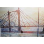 Dereck Mynott, limited edition coloured print, numbered 93/350, inscribed verso 'Albert Bridge