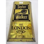 20th Century brass Taylor and Walker Brewery sign inscribed 'EST London 1730', 42cm high x 21cm wide