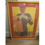 Modern framed poster by Tom Purvis, inscribed Austin Reed of Regent Street, 88cms x 58cms