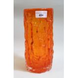 Whitefriars cylindrical Bark vase in tangerine, 23cms high In good condition, no chips or cracks