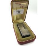 Silver plated Dunhill lighter with engine turned decoration in original box Not working. Tarnished