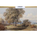 Small 19th Century watercolour, view on Bromley Common, 11cms x 23cms, gilt framed