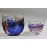 M. Andrews Art glass vase, 16.5cms high, together with another Art glass vase, 12cms high