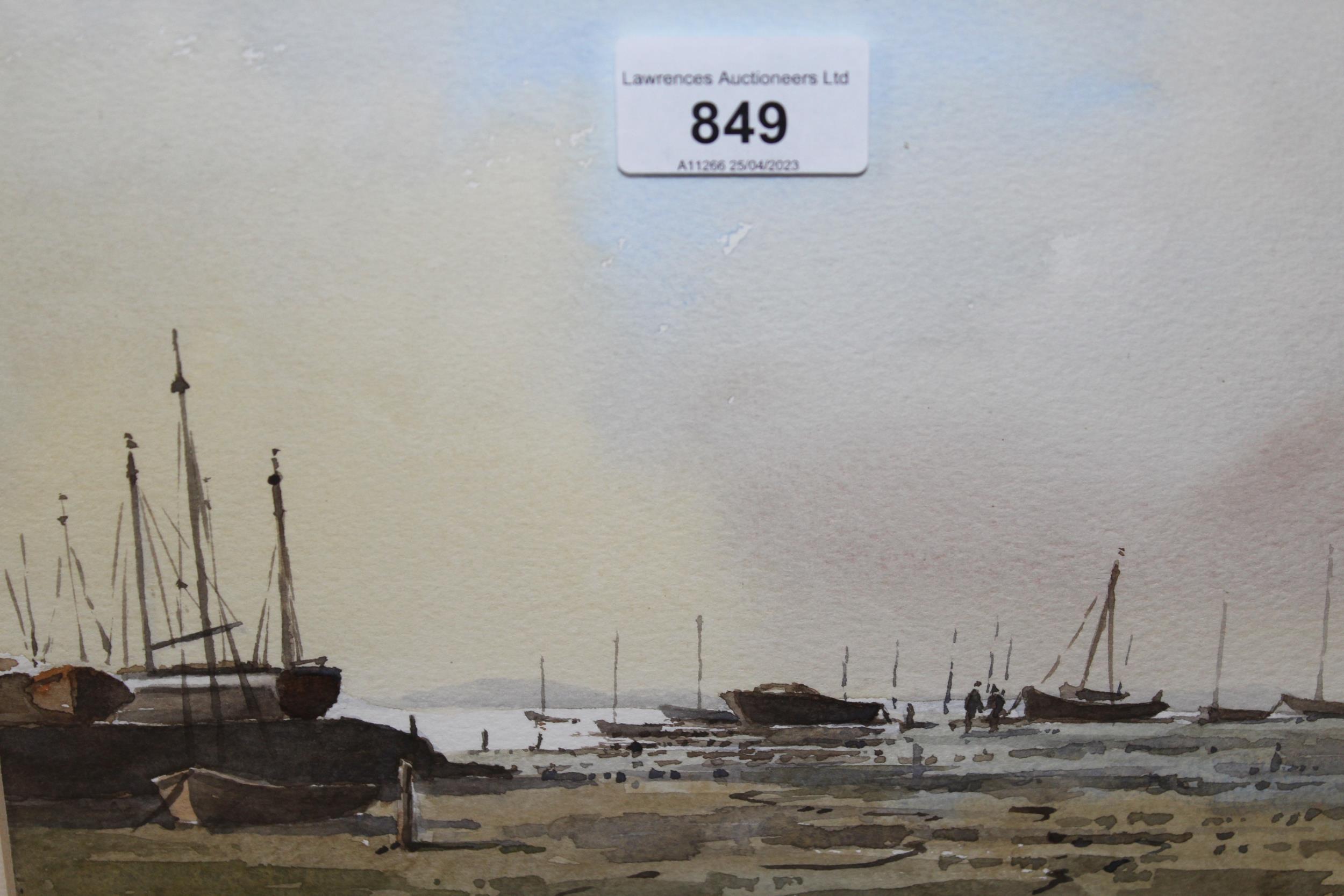 Duncan Russell, watercolour, ' West Mersea ', signed, 17cms x 25cms, framed